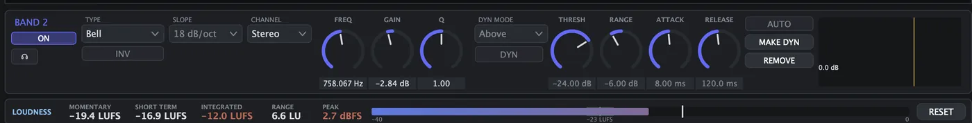 DynEQ 24 control panel